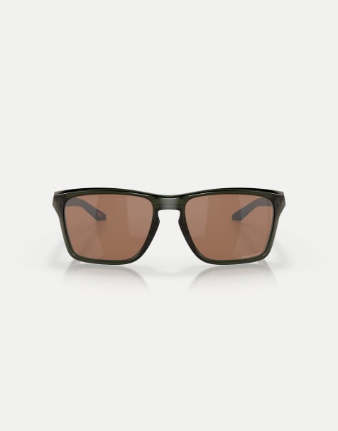 Oakley - Sylas - Occhiali da sole rettangolari color inchiostro oliva con lenti a specchio marroni - view 1