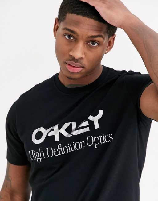 Oakley t-shirt in black with silver logo | ASOS