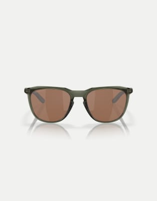 Oakley - Thurso - Occhiali da sole squadrati color inchiostro oliva con lenti marroni specchiate polarizzate - view 1