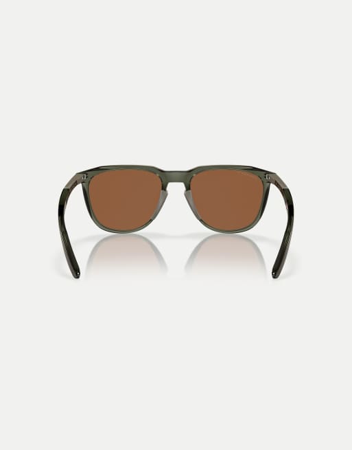 Oakley - Thurso - Occhiali da sole squadrati color inchiostro oliva con lenti marroni specchiate polarizzate, 3 di 3