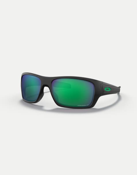 Oakley - Turbine - Gafas de sol negro mate rectangulares con lentes verdes polarizadas efecto espejo - view 1