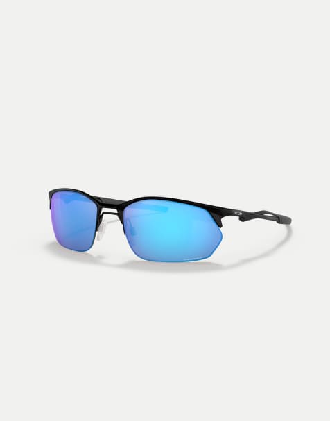 Oakley - Wire Tap 2.0 - Lunettes de soleil rectangulaires avec verres effet miroir bleus - Noir satiné - view 1