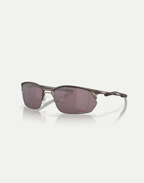 Oakley wire tap 2.0 rectangle polarised sunglasses in grey with brown mirrored lens in pewter - view 1