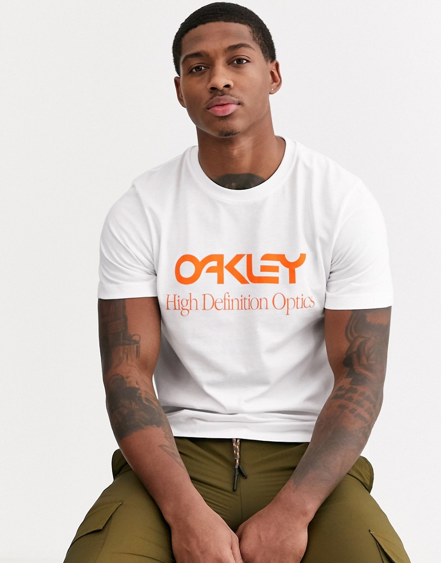 Oakley - Wit T-shirt met oranje logo