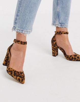 Oasis ankle strap shoes in leopard 
