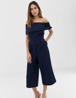 navy bardot jumpsuit