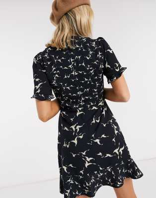 oasis bird print shirt dress