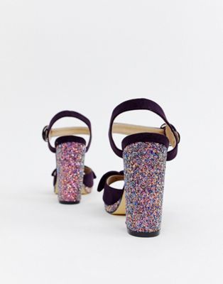 Oasis block heeled sandals with glitter 