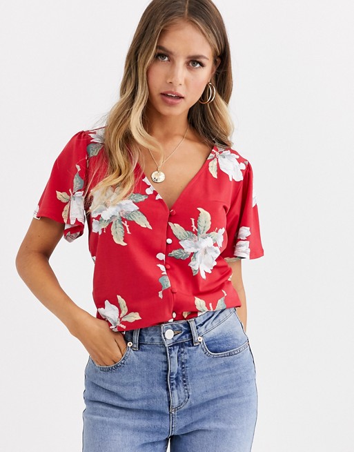 Oasis blouse with flare sleeve in floral print