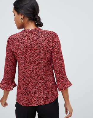oasis red leopard print top