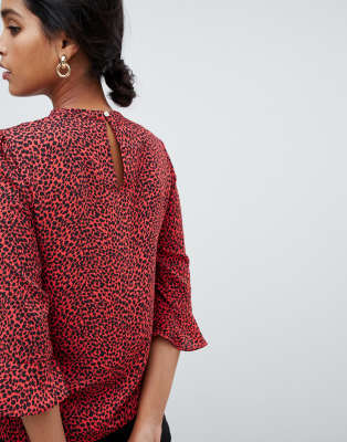 oasis red leopard print top