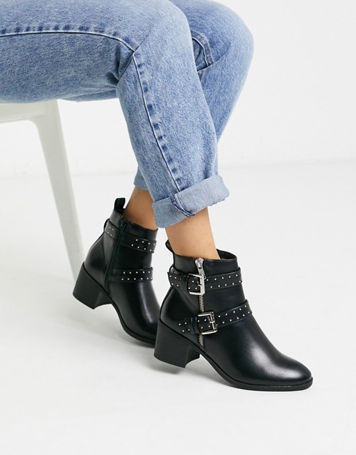 Oasis boots with buckle detail in black