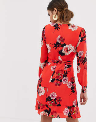 oasis red botanical dress