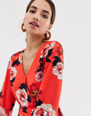 oasis red botanical dress