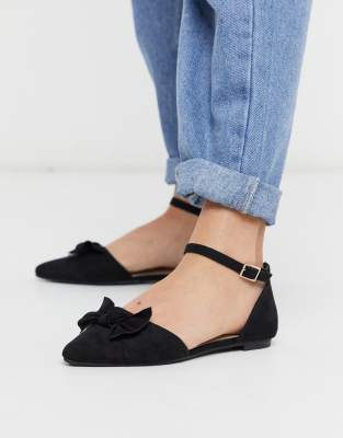 Oasis bow detail pump shoes in black | ASOS