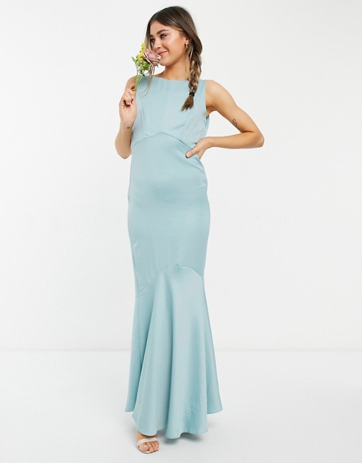 Oasis Bridesmaid high neck maxi dress with cowl back in pale green
