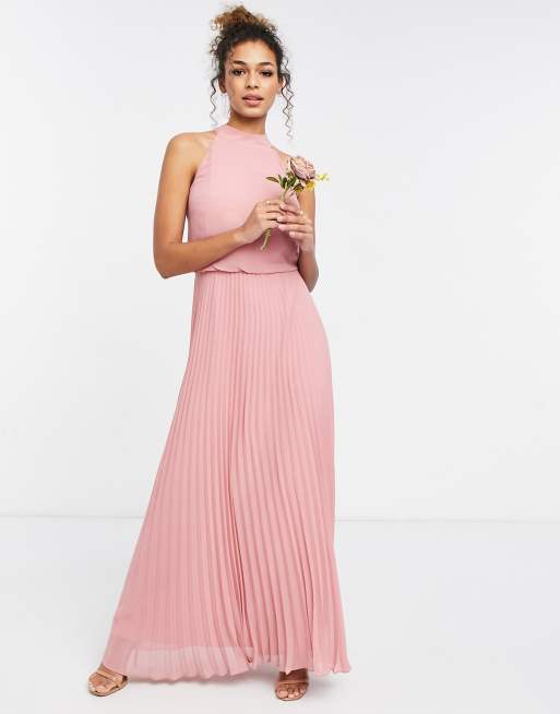 Pink pleated store maxi dress