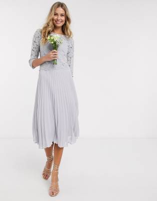 oasis grey lace top midi dress