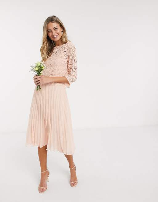 Peach pleated outlet dress