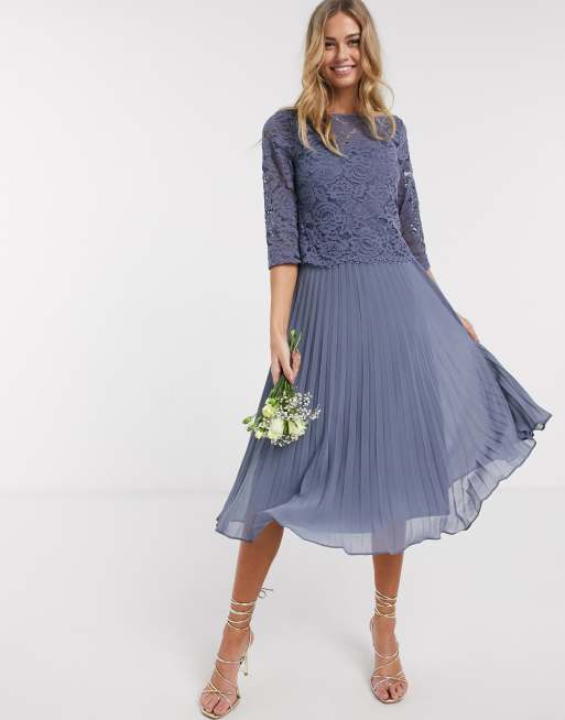 Oasis grey lace shop top midi dress