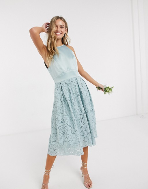 Oasis bridesmaid lace skater dress in mint