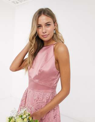 pink lace skater dress