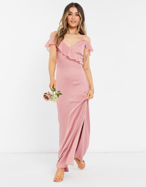 Pink silk hotsell bridesmaid dress