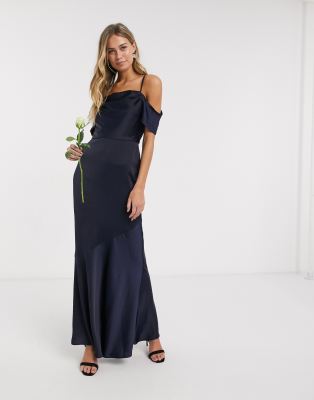 navy cowl neck dress