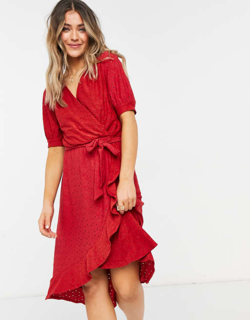 Oasis red store wrap dress