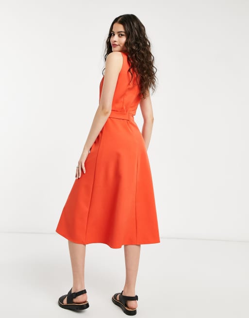 Orange store buckle dress