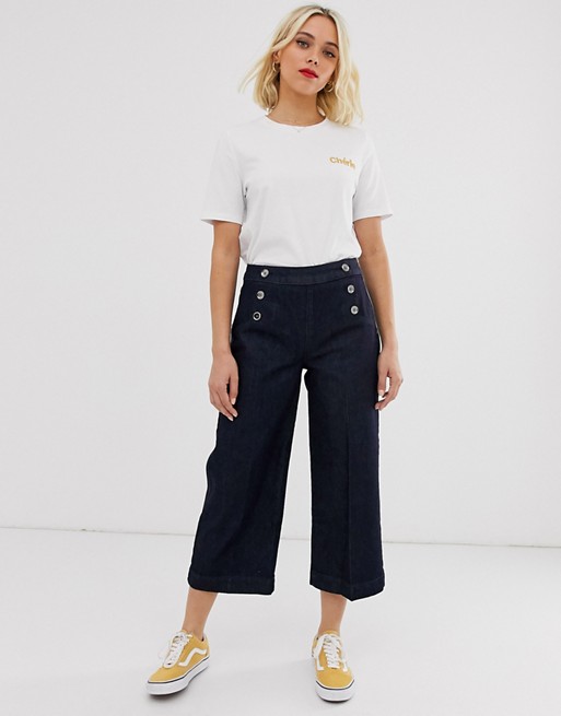 Oasis button detail cropped trousers