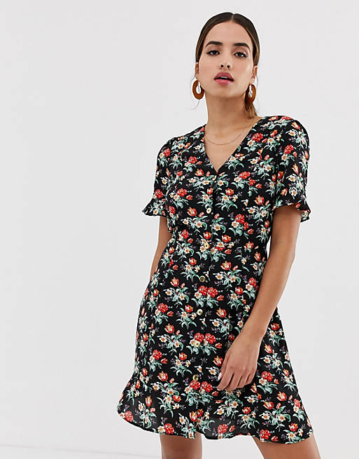 Oasis button down tea dress in floral print | ASOS