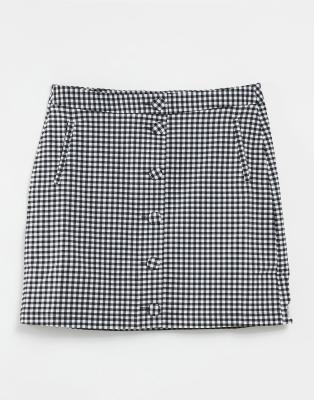 Oasis button through mini skirt in gingham