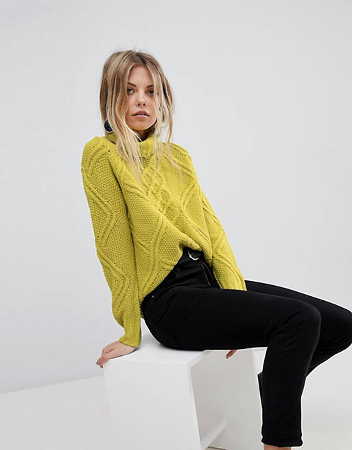 Oasis Cable Knit Roll Neck Sweater