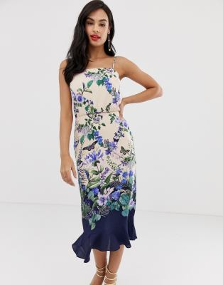 Oasis bloom midi store dress multi blue