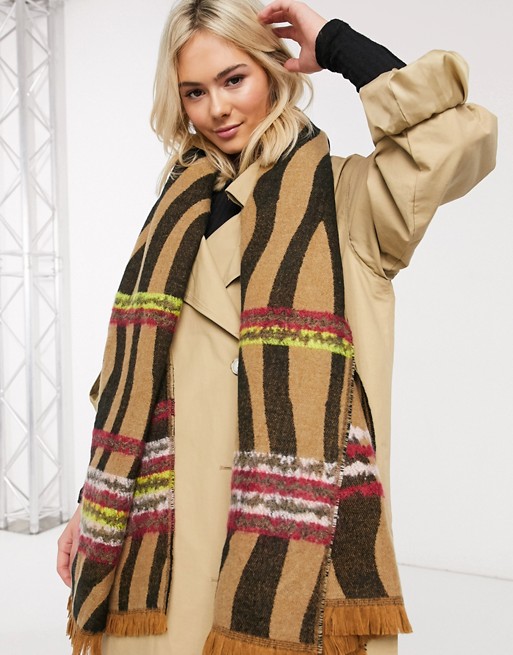 Oasis colour pop scarf in tiger print