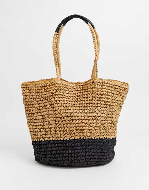 Oasis colourblock straw tote