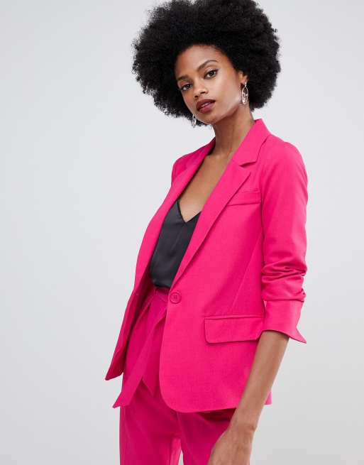 Oasis crepe tailored blazer in pink ASOS