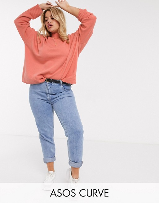 Oasis Curve scallop detail jumper in coral