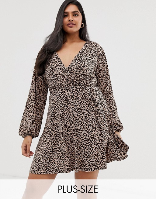 Oasis Curve wrap dress in leopard print | ASOS