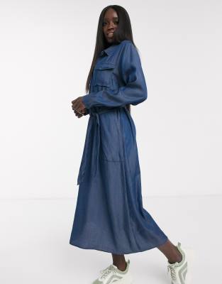 oasis denim midi dress