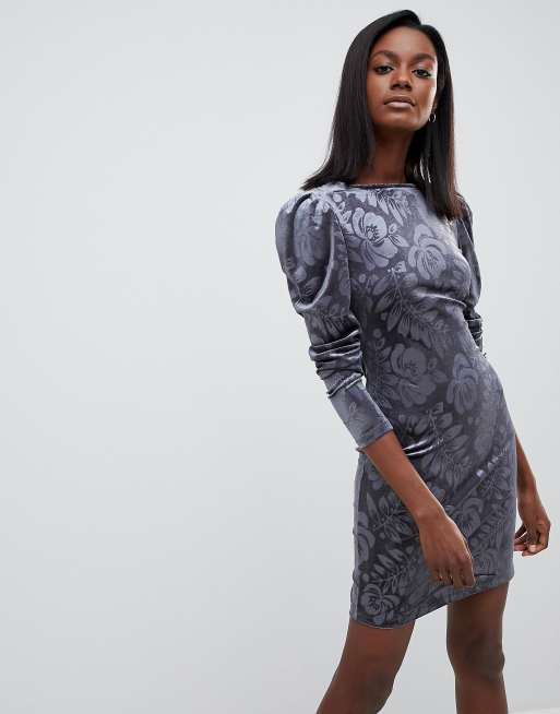 Oasis Embossed Puff Sleeve Dress ASOS