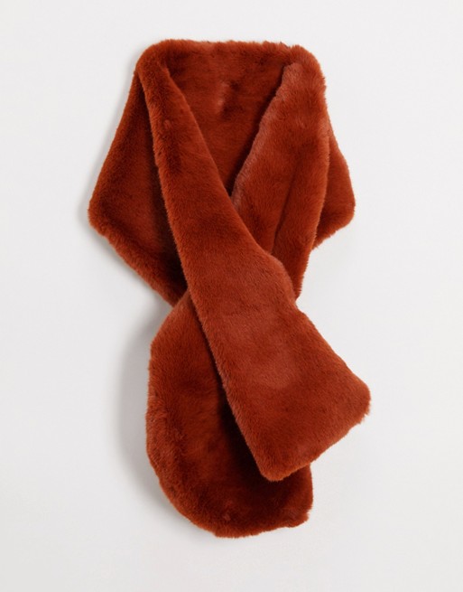 Oasis faux fur tippet scarf in rust