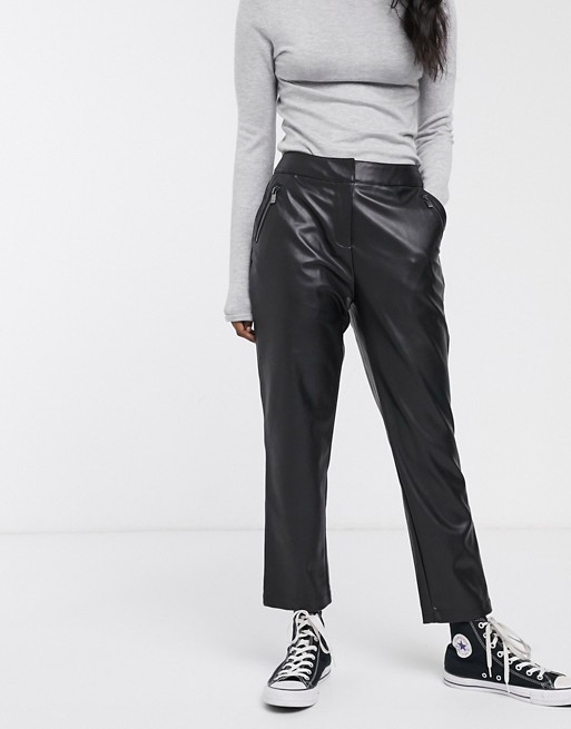 Oasis faux leather cigarette trousers in black