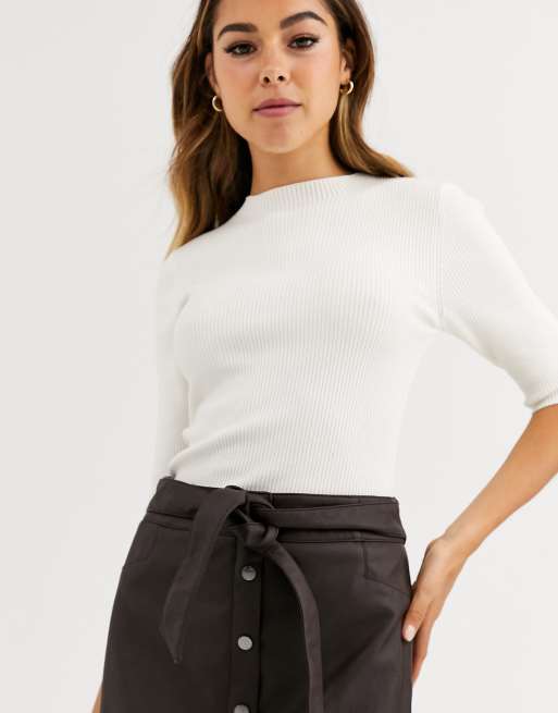 Oasis faux leather midi pencil skirt in brown ASOS