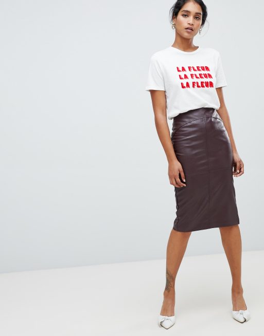 Burgundy fake leather skirt sale