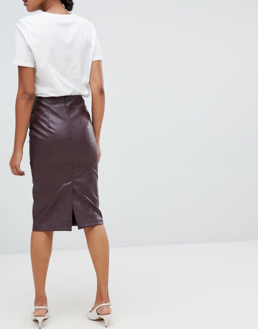 Faux leather 2025 pencil skirt oasis