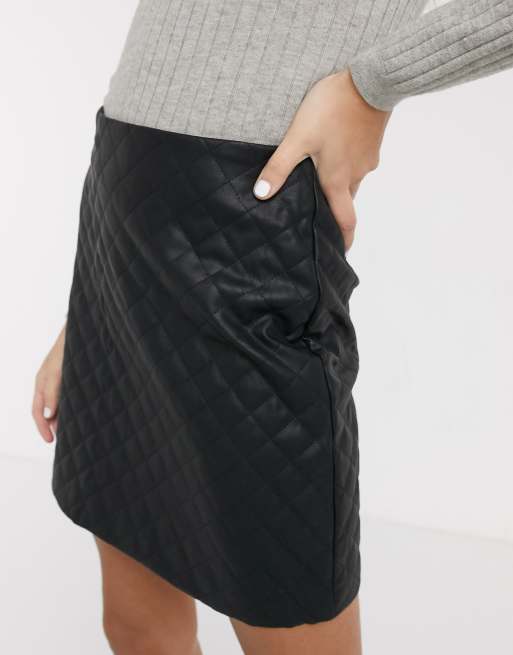 Faux leather quilted clearance skirt