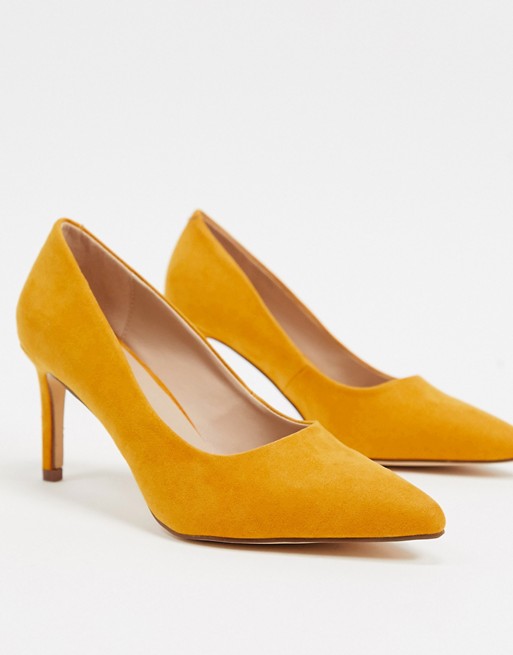 Oasis faux suede court shoes in yellow