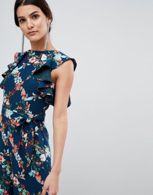 oasis floral frill jumpsuit